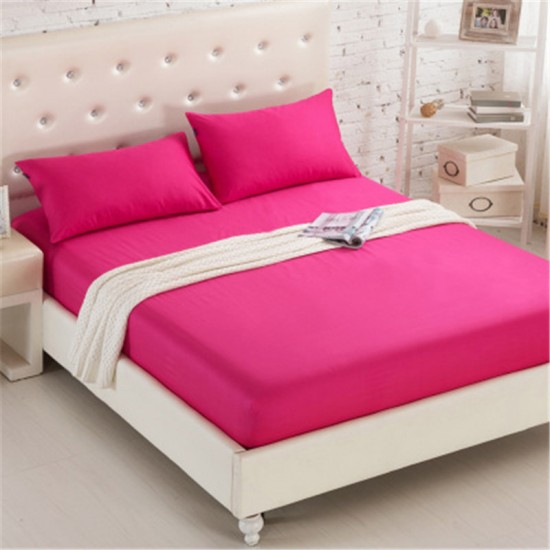 Cearceaf de pat cu elastic din bumbac ranforce 100%,260 x260 cm roz siclam