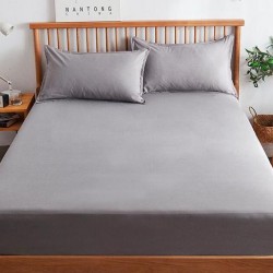 Cearceaf de pat cu elastic din bumbac ranforce 100%,260 x260 cm gri petrol