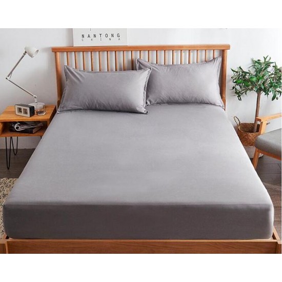Cearceaf de pat cu elastic din bumbac ranforce 100%,260 x260 cm gri petrol