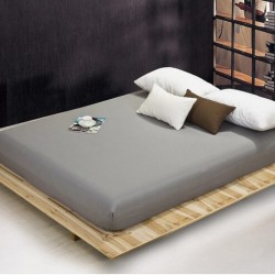 Cearceaf de pat cu elastic din bumbac ranforce 100%,260 x260 cm gri deschis