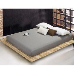 Cearceaf de pat cu elastic din bumbac ranforce 100%,260 x260 cm gri deschis
