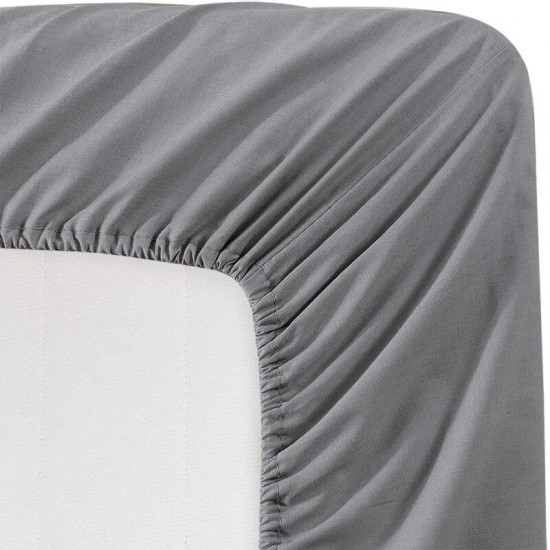 Cearceaf de pat cu elastic din bumbac ranforce 100%,260 x260 cm gri cenusiu