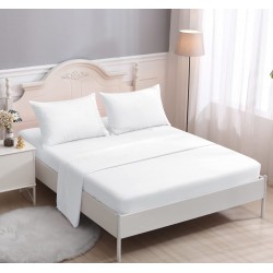 Cearceaf de pat simplu , fara elastic , dublu extra , 280 x 280 cm , bumbac ranforce , alb uni