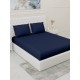 Cearceaf de pat cu elastic din bumbac ranforce 100%, 260 x260 cm albastru uni