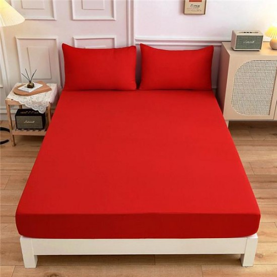 Cearceaf de pat cu elastic din bumbac ranforce 100%, 260 x260 rosu uni