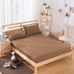 Cearceaf de pat cu elastic din bumbac ranforce 100%, 260 x260 brown light