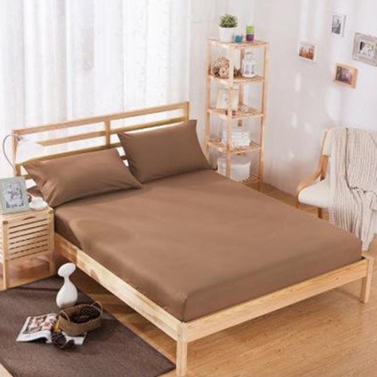 Cearceaf de pat cu elastic din bumbac ranforce 100%, 260 x260 brown light