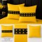 Set 2 fete de perna 40x40 cm bumbac ranforce  deluxe galben  cu accesoriu negru premium 