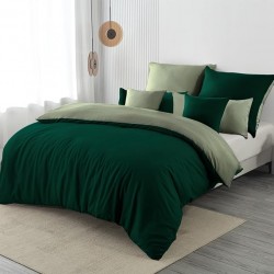 Lenjerie de Pat, Bumbac Ranforce  , 250 x 240 , 50X70,  70 x 70, 40 x 40 ,  220 X 200, 8  piese , Verde inchis-Verde Menta