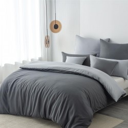Lenjerie de Pat, Bumbac Ranforce  , 250 x 240 , 50X70,  70 x 70, 40 x 40 ,  220 X 200, 8  piese , Gri Inchis - Gri 