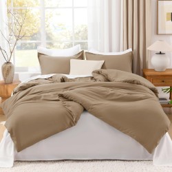 Lenjerie de Pat, Bumbac Ranforce  , 250 x 240 cm, 50X70,  240 X 260,  4 piese, Model  White  -  Amber Brown 