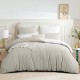 Lenjerie de Pat, Bumbac Ranforce   ,250 x 240 cm, 50X70,  200 X 200,  4 piese,  Bej deschis -Alb