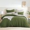 Lenjerie de Pat, Bumbac Ranforce   ,250 x 240 cm, 50X70,  200 X 200,  4 piese,  Verde Masliniu -Bej 
