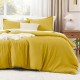 Lenjerie de Pat, Bumbac Ranforce  , 250 x 240 cm, 50X70,  240 X 260,  4 piese, White -Yellow Mustard