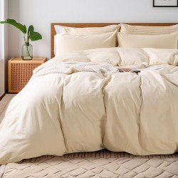 Lenjerie de Pat, Bumbac Ranforce  , 250 x 240 cm, 50X70, 180 X 200, 4 piese, Beige  Light