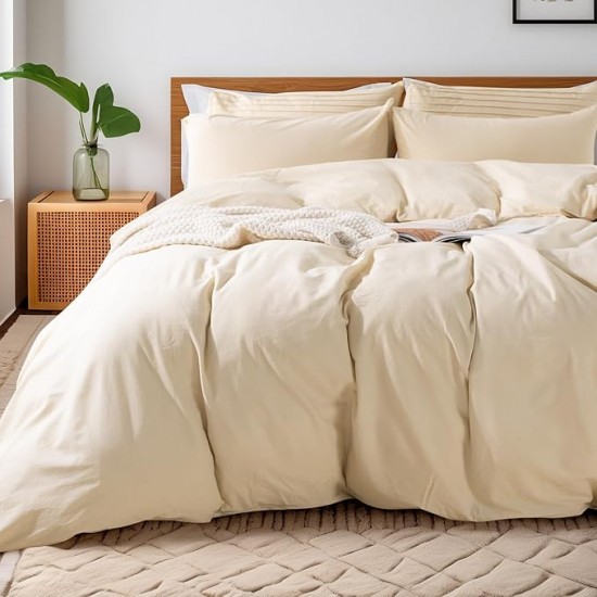Lenjerie de Pat, Bumbac Ranforce  , 250 x 240 cm, 50X70, 180 X 200, 4 piese, Beige  Light