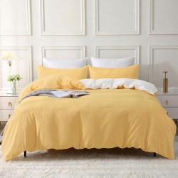 Lenjerie de Pat, Bumbac Ranforce    ,250 x 240 cm, 50X70,  200 X 200,  4 piese, Yellow - White