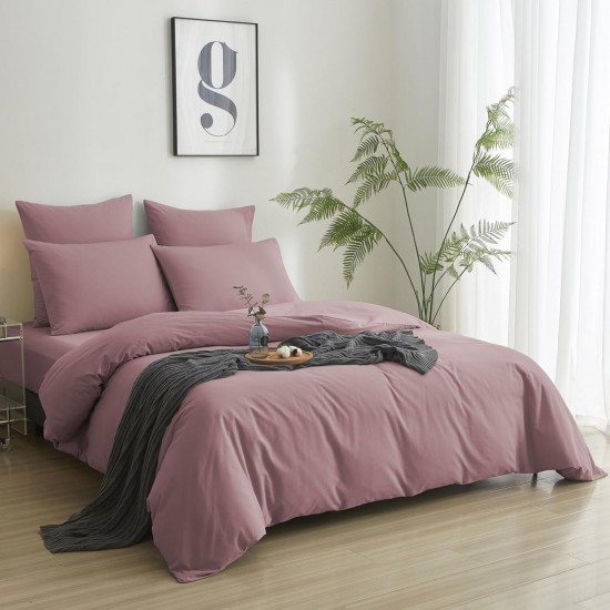 Lenjerie de Pat, Bumbac Ranforce  , 250 x 240 , 50X70,  220 X 200, 4 piese , Mauve Dark