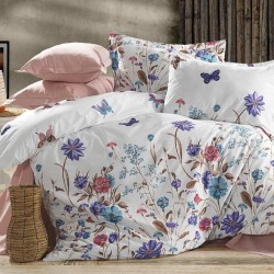 Lenjerie de Pat, Bumbac Ranforce  , 250 x 240 cm, 50X70,  240 X 260,  4 piese, Model floricele