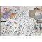 Lenjerie de Pat, Bumbac Ranforce  , 250 x 240 , 50X70,  220 X 200, 4 piese , cu model pentru copii Dinozaurii Veseli