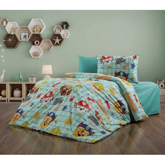 Lenjerie de Pat, Bumbac Ranforce  , 250 x 240 , 50X70,  220 X 200, 4 piese , cu model pentru copii