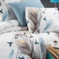 Cearceaf pilota  2 persoane  200x200 cm ranforce lux, Model fulgi si pasari 