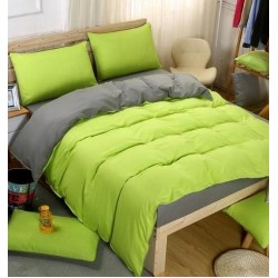 Lenjerie de Pat, Bumbac Ranforce ,   2 persoane, 250 x 240 , 50X70, 220X200, 4 piese,  Gri antracit -Verde Deschis