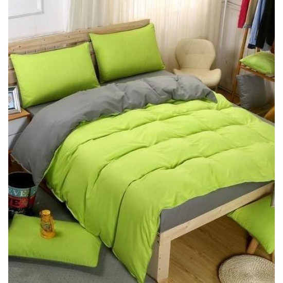 Lenjerie de Pat, Bumbac Ranforce ,   2 persoane, 250 x 240 , 50X70, 220X200, 4 piese,  Gri antracit -Verde Deschis