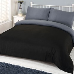 Lenjerie de Pat, Bumbac Ranforce ,   2 persoane, 250 x 240 , 50X70, 220X200, 4 piese,  Gri petrol - Negru