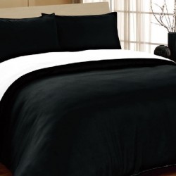 Lenjerie de Pat, Bumbac Ranforce ,   2 persoane, 250 x 240 , 50X70, 220X200, 4 piese, Black -White